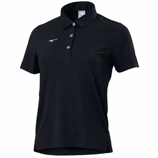 【MIZUNO 美津濃】短袖上衣 女 POLO衫 吸濕排汗 黑 32TAD22609