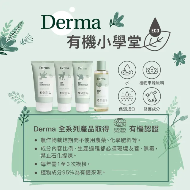 【Derma 丹麥德瑪】寵愛寶寶新生禮(洗髮沐浴1+護膚霜1+萬用膏1+按摩浴油1)