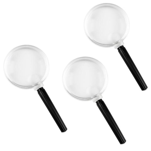 【HWATANG】(3入組) 2.1x&4x/4.5D/80mm 光學級壓克力手持型放大鏡 EL-006 (老花/日常閱讀/兒童)