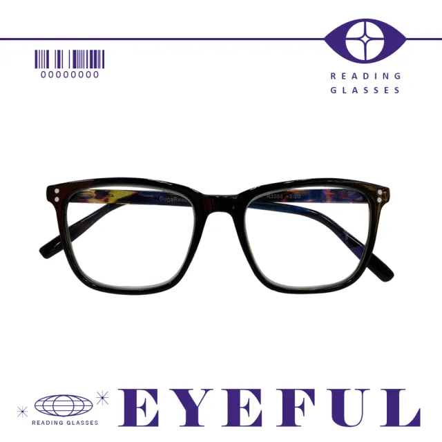 【EYEFUL】抗藍光老花眼鏡 文青黑框大鏡面(高質感 濾藍光鏡片 大鏡框 彈簧腳)