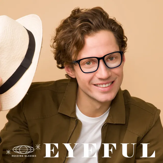 【EYEFUL】買2送1 抗藍光老花眼鏡 文青黑框大鏡面(高質感 濾藍光鏡片 大鏡框 彈簧腳)