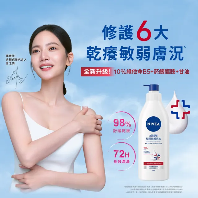 【NIVEA 妮維雅】極潤修護潤膚乳液400mlx6入(舒緩乾癢肌/保濕/身體乳)