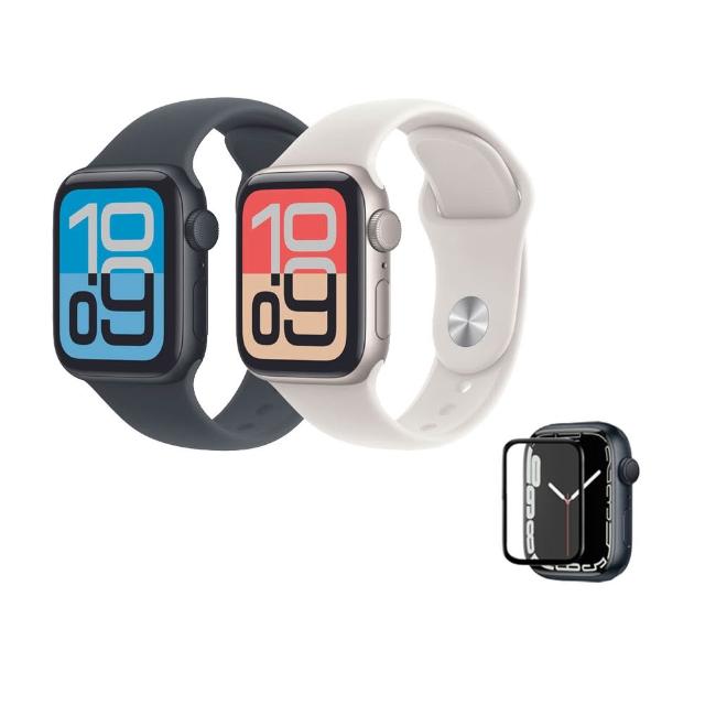 鋼化保貼組【Apple】Apple Watch SE3 LTE 44mm(鋁金屬錶殼搭配運動型錶帶)