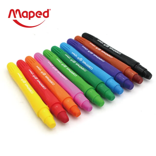 【Maped】超滑順水溶性蠟筆10色|兒童蠟筆 絲滑蠟筆 旋轉蠟筆 畫玻璃 可水洗