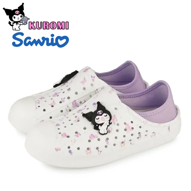 【HELLO KITTY】KUROMI 酷洛米 女鞋 洞洞鞋 雨鞋 布希鞋 懶人鞋 半拖鞋 防水 輕量(白色)