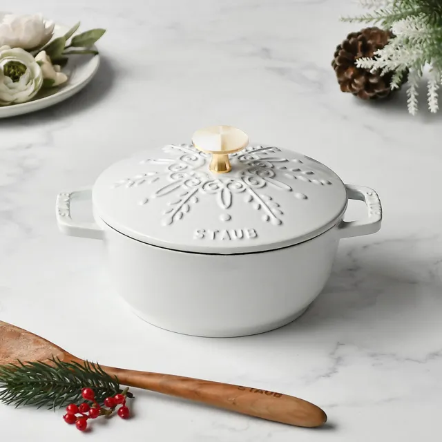 【STAUB】雪花雕花琺瑯鑄鐵鍋和食鍋16cm-顏色任選(德國雙人牌集團官方直營)