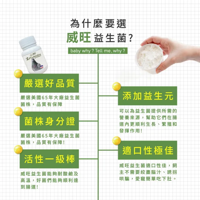 【WeWant 威旺】鴿子用益生菌+益生元-腸胃2菌配方(鴿子益生菌/鳥類益生菌/鴿子保健)