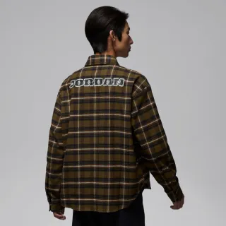 【NIKE 耐吉】長袖上衣 男 AS M J BRK FLANNEL GFX LS 喬丹 運動 休閒 法蘭絨 襯衫 棕 (IF1858265)