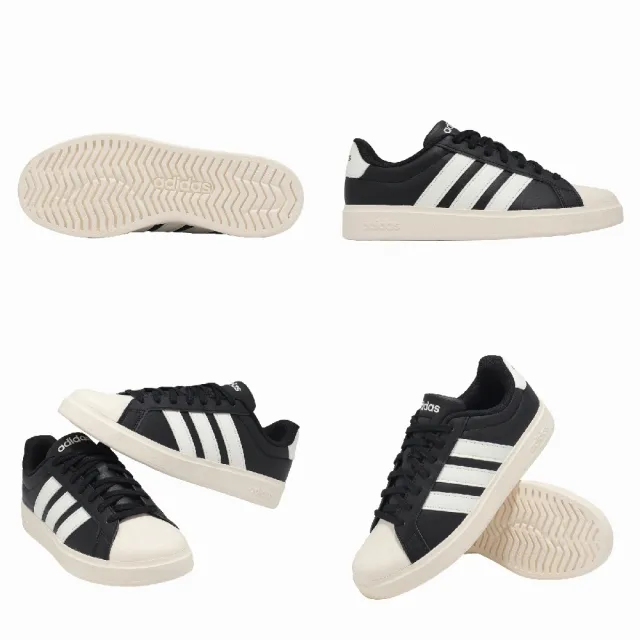 【adidas 愛迪達】休閒鞋 Streettalk 女鞋 黑 白 復古 皮革 JP8284