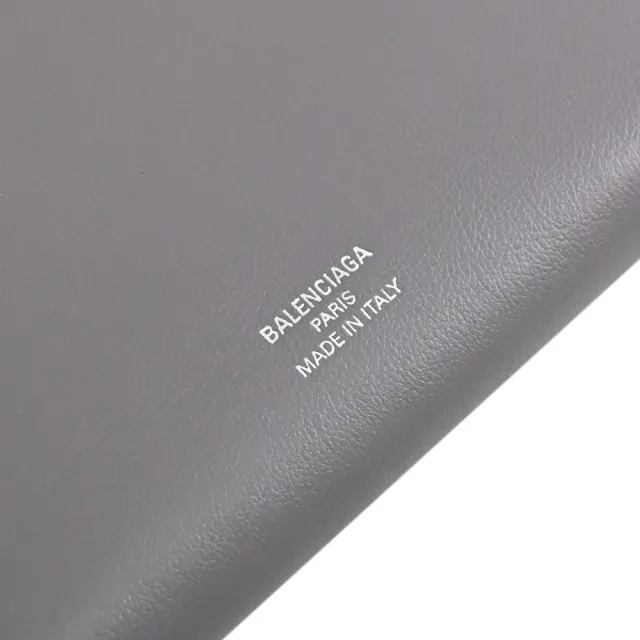 【Balenciaga 巴黎世家】經典燙銀LOGO信用卡證件名片鑰匙零錢包(灰)
