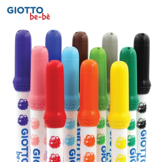 【GIOTTO】可洗式寶寶彩色筆12色｜不縮頭彩色筆 繪畫筆 水洗彩色筆 幼兒彩色筆 兒童彩色筆