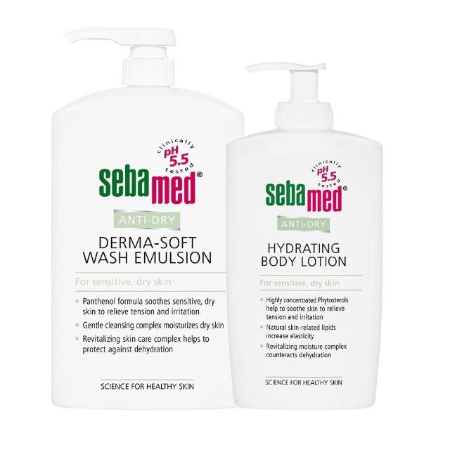 【SEBAMED 施巴】抗乾敏滋潤浴露1000ml+抗乾敏保濕乳液400ml(總代理)