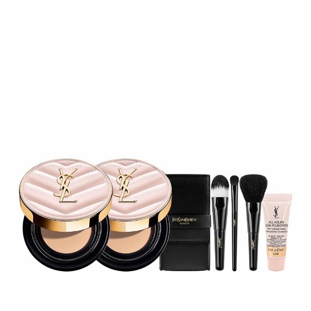 聖羅蘭超模光感氣墊，輕盈服帖不暗沉，擁有自然光采與完美遮瑕力，適合日常與特殊場合使用。內含高遮瑕力粉底與柔焦光澤，打造無瑕透亮肌膚。簡易按壓設計，方便攜帶與使用，適合所有膚質。