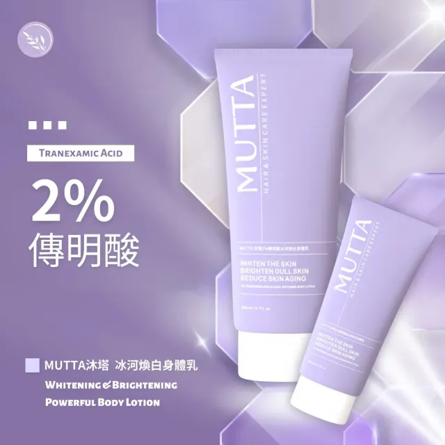 【MUTTA 沐塔】2％水楊酸抗痘拋光身體乳 / 2％傳明酸冰河煥白身體乳(200ml/瓶)