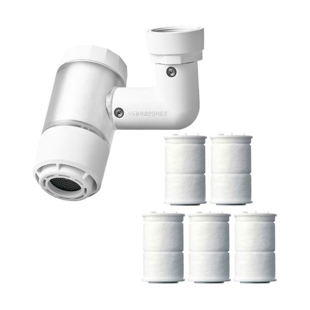 【BODYLUV】全方位洗臉台過濾器+一般濾芯5入(720度旋轉/育兒好幫手/安心用水)