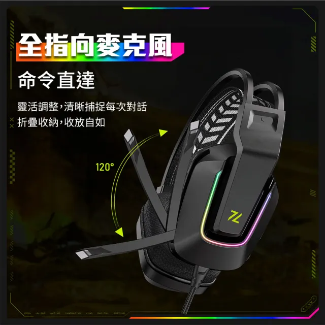 【AZOMA】Zenith1 RGB 電競耳機麥克風 邊界黑/幻綠白 耳機 麥克風(耳麥 入門款)