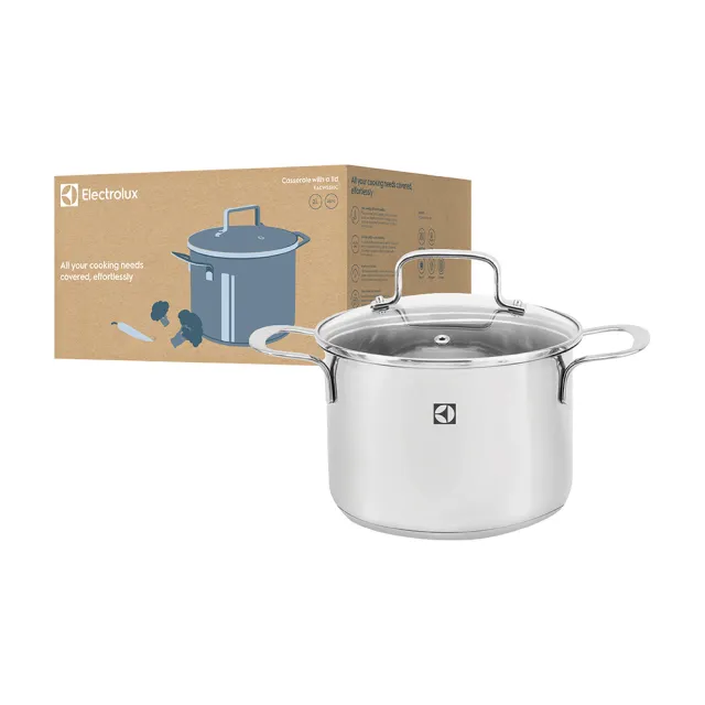 【Electrolux 伊萊克斯】不鏽鋼帶蓋湯鍋2L(EACWSS16C)