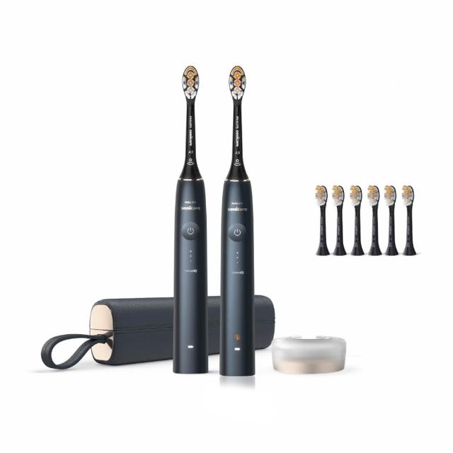【Philips 飛利浦】官方直營 Sonicare頂級尊榮AI智能音波電動牙刷-HX9996/12 靜夜藍(雙入組)