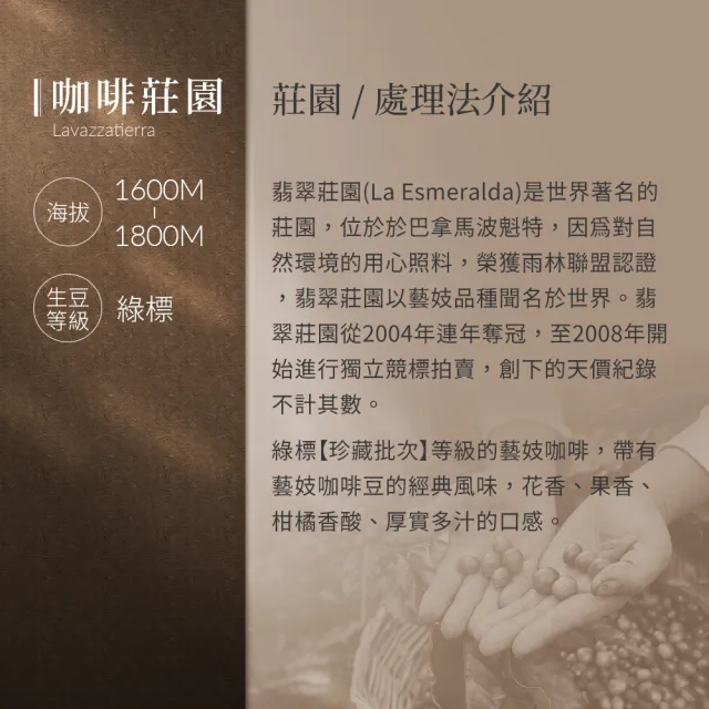 【JC咖啡】巴拿馬 翡翠莊園 綠標私藏精選Canas Verdes 藝妓日曬 咖啡豆1包│淺焙(半磅;230g;新鮮烘焙)