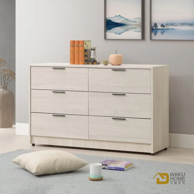 【WAKUHOME 瓦酷家具】Jerome自然溫潤白梧桐4尺六斗櫃A015-C06