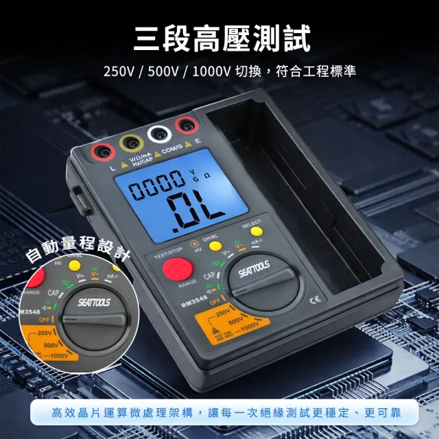 絕緣阻抗測試器 高阻計 兆歐計 兆歐錶 1000V 電阻計 絕緣電阻計 絕緣 阻抗測試器(130-BM3548)