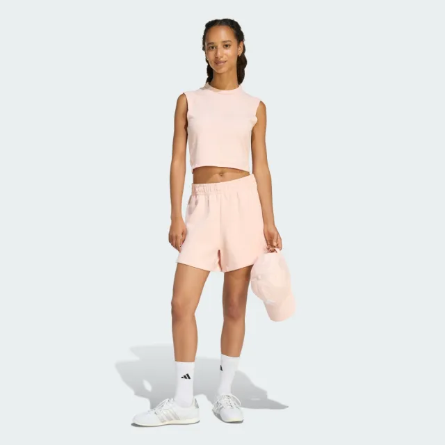 【adidas 愛迪達】短褲 女 運動褲 寬鬆版型 W ALL SZN SL SH 粉橘 KD2103