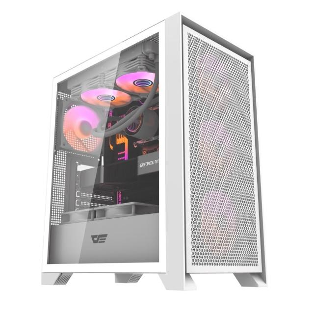 【darkFlash 大飛】DRX70 Mesh 白色 ATX機殼 (含4顆ARGB風扇)