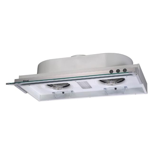 【林內】80cm 隱藏式強化玻璃導煙設計白色烤漆除油煙機 RH-8079E 含基本安裝
