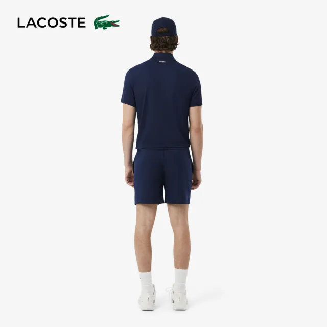 【LACOSTE】男裝-快乾透氣彈性網球短褲(海軍藍)