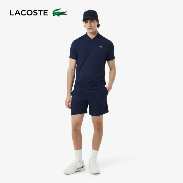 【LACOSTE】男裝-快乾透氣彈性網球短褲(海軍藍)