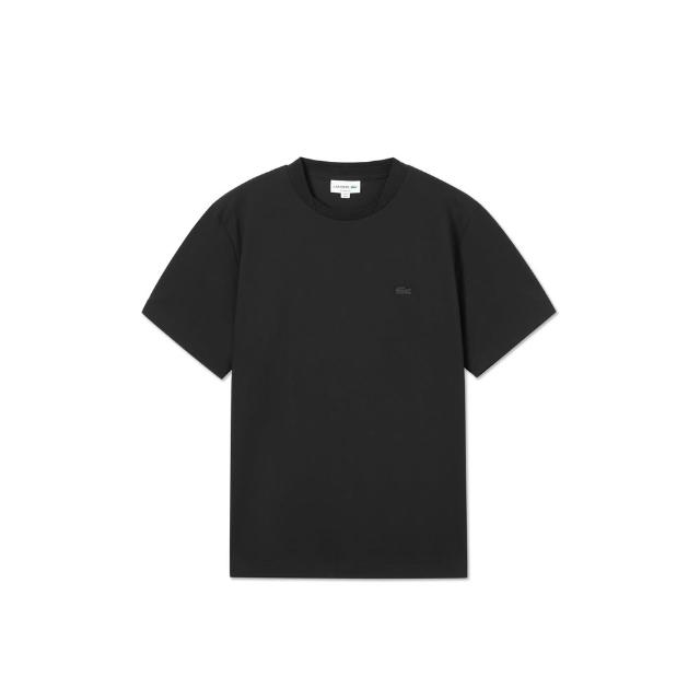 【LACOSTE】男裝-基本款素色圓領短袖T恤(黑色)