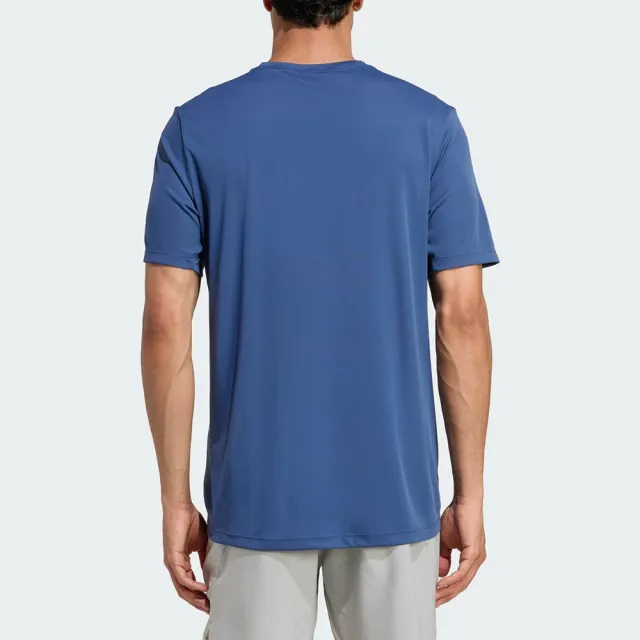 【adidas 愛迪達】Run Ess Tee M 男款 藍色 涼爽 吸濕 排汗 乾爽 運動 休閒 短袖 KB5959