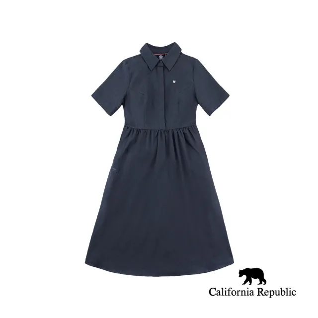 【California Republic】深灰素面腰鬆緊洋裝(女)