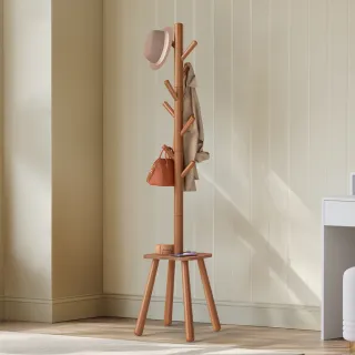 【hoi! 好好生活】VASAGLE 簡約單層置物衣帽架-核桃木色 RCR033K01