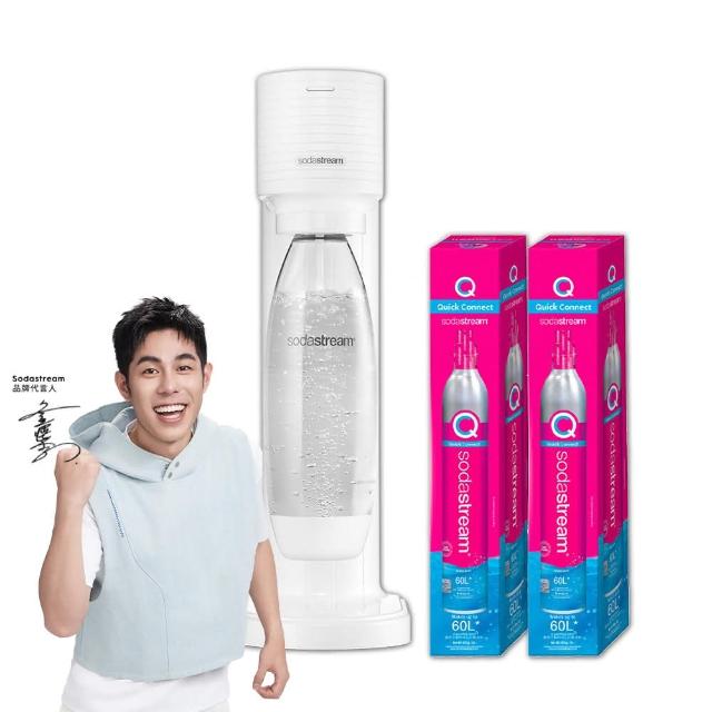 【Sodastream-鋼瓶3入組】GAIA 快扣機型氣泡水機 2色可選(加碼送2隻鋼瓶 含原箱共3隻+1L水瓶x1)