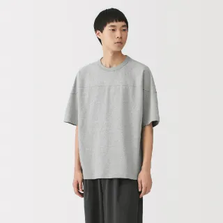 【MUJI 無印良品】男水洗粗織橄欖球五分袖T恤(白色/灰色/深灰/黑色/深綠/淺藍)