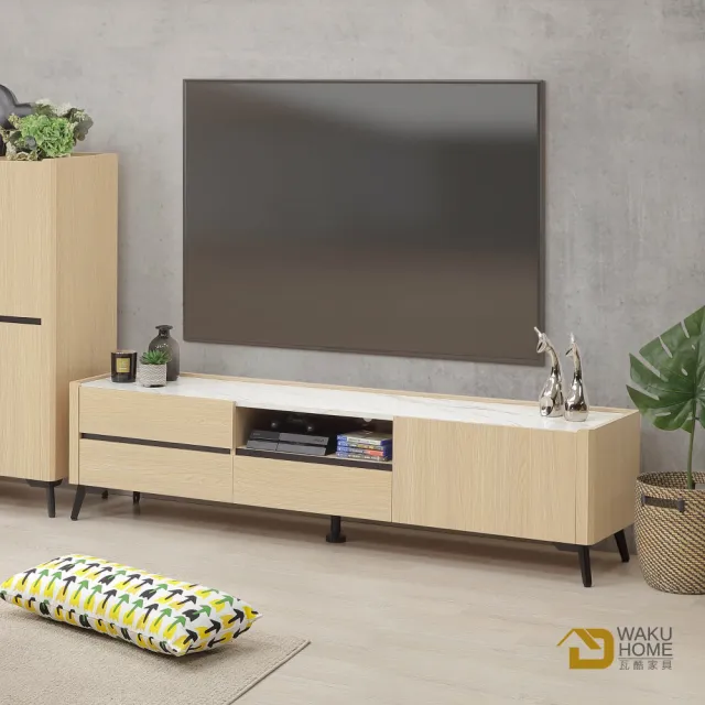 【WAKUHOME 瓦酷家具】LAMP暖調工業風原橡木6尺仿石面TV櫃A011-618