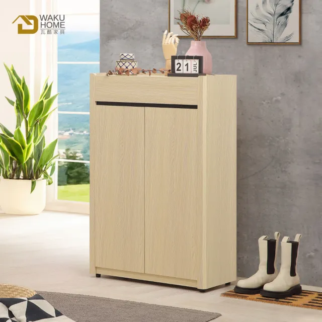 【WAKUHOME 瓦酷家具】LAMP暖調工業風原橡木2.7尺1抽鞋櫃A011-627