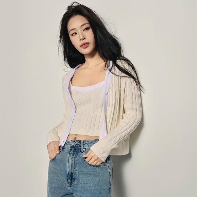 【GIORDANO 佐丹奴】韓系選品 女裝絞花撞色V領針織外套(多色任選)
