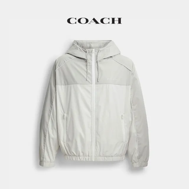 【COACH】蔻馳官方直營 連帽戶外夾克 外套-鴿灰色 混合色(CDT46)
