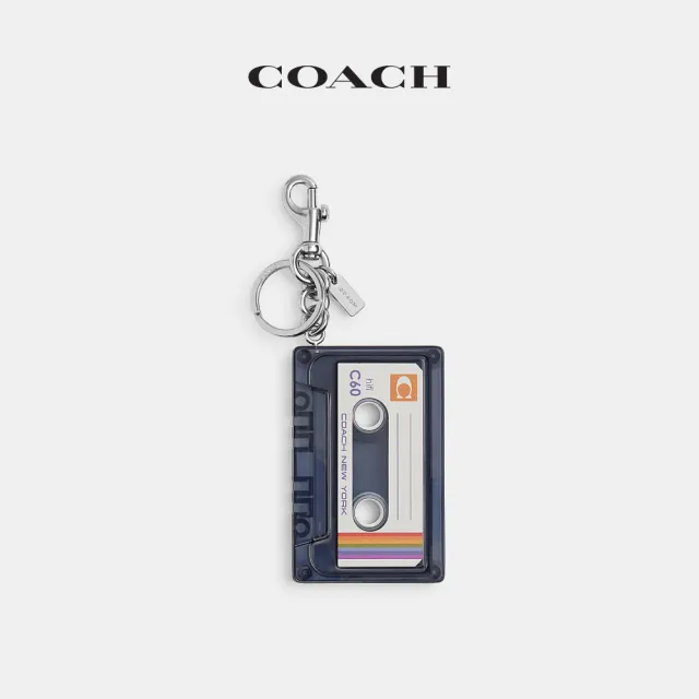 【COACH】蔻馳官方直營 磁帶盒手袋掛件 鑰匙圈 吊飾-混合黑色(CEB64)