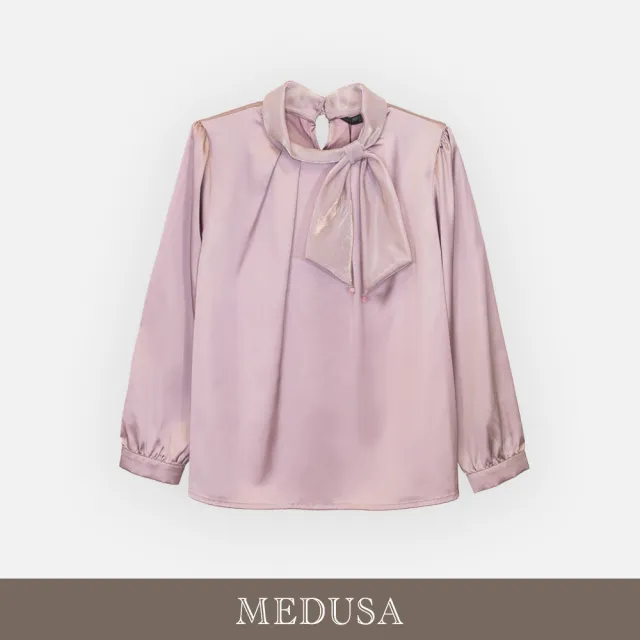 【MEDUSA 曼度莎】現貨-高級粉紫色絲緞面綁結上衣（M-XL）｜緞面襯衫 女上班穿搭（701-55901）