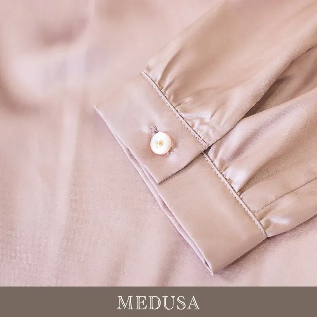 【MEDUSA 曼度莎】現貨-高級粉紫色絲緞面綁結上衣（M-XL）｜緞面襯衫 女上班穿搭（701-55901）
