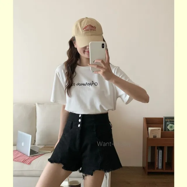 【Want-Meow】90公斤可穿/腰細腿超長/超寬腰帶彈力抽鬚3排顯瘦彈力抽鬚牛仔短褲中大尺碼(大尺碼/大碼/短褲)