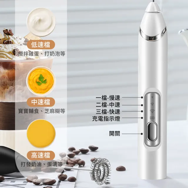 【OMG】家用無線雙頭電動打奶泡器 三段調節 手持自動攪拌器 打蛋器 奶油打發