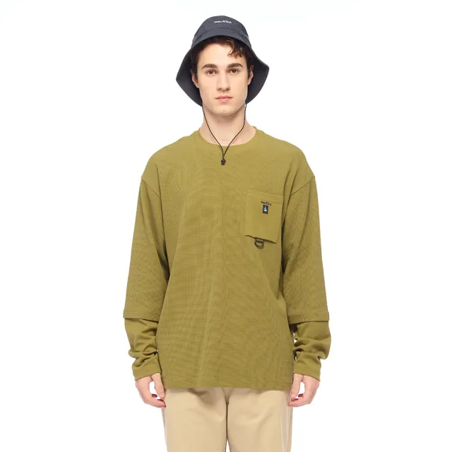 【NAUTICA】官方旗艦 City Boy系列 男裝 華夫格假兩件機能口袋長袖T恤(綠色)