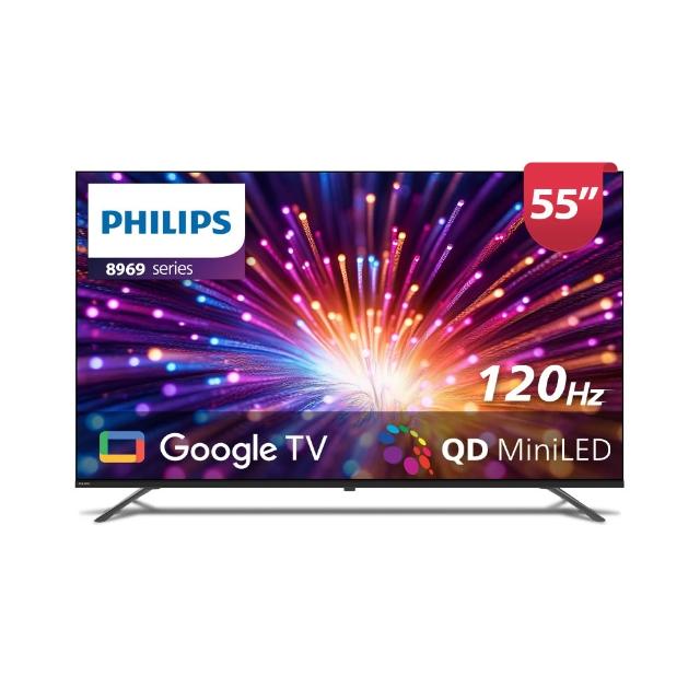 【Philips 飛利浦】特價A品 55型 4K Mini LED 120Hz Google TV 智慧顯示器(55PML8969)
