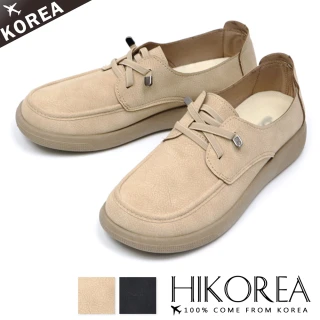 【HIKOREA】韓國空運。 免綁帶軟皮革舒壓好穿止滑豆豆鞋/樂福鞋/版型偏小(71-3634/二色/現貨+預購)