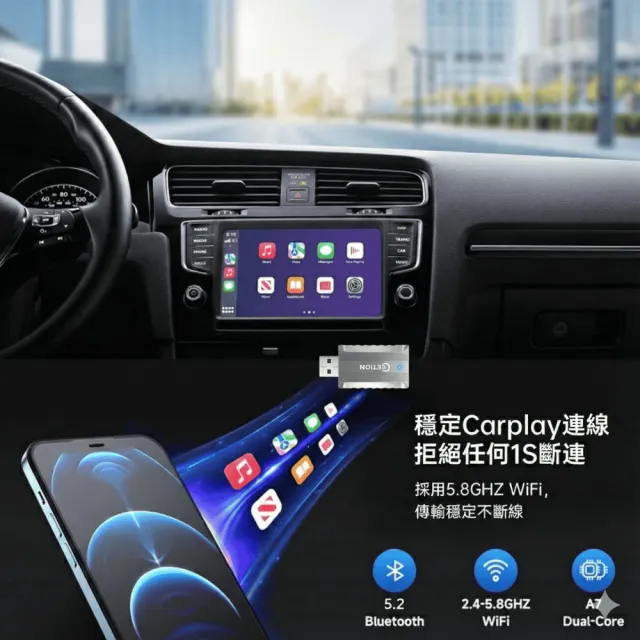 【ETION】Smart Link CarPlay/Android Auto有線轉無線二合一超迷你轉接器車機(有線轉無線二合一)