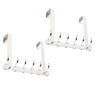 【YOLE 悠樂居】304不鏽鋼免黏免打孔掛勾收納門後掛衣架-雙排12勾(2組)